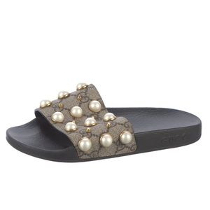 Faux Pearl Accents Studded Accents Slides